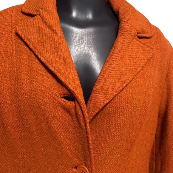 Mondo Di Marco 1970s Vintage Womens Wool Blazer Jacket Medium Orange Retro Lined - Picture 9 of 16
